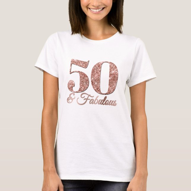 Camiseta Rosa Purpurinoso Gold 50 y fabuloso (Anverso)