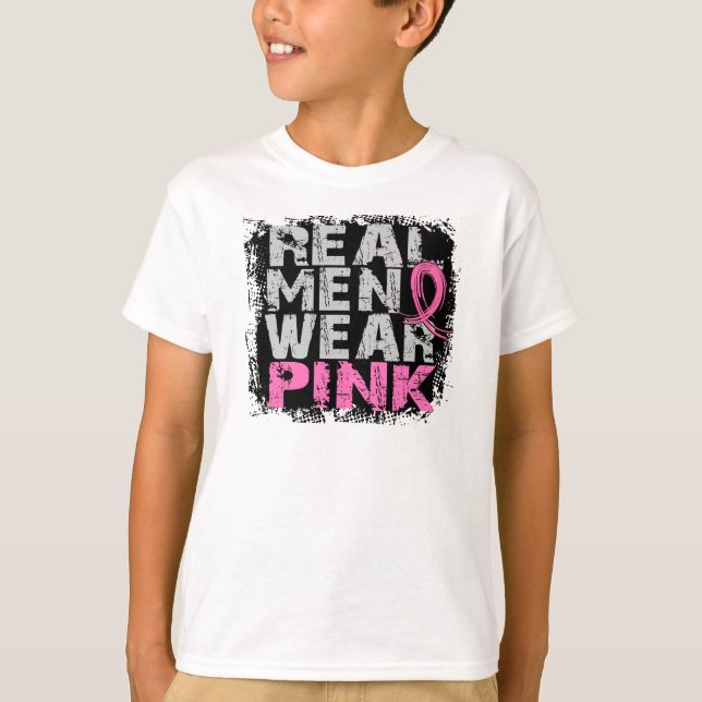 Camiseta Rosa real del desgaste de hombres del cáncer de (Anverso)