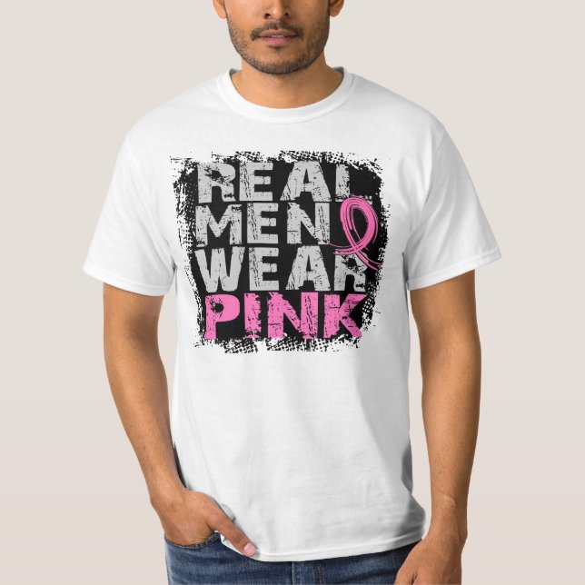 Camiseta Rosa real del desgaste de hombres del cáncer de (Anverso)