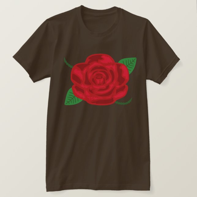 Camiseta Rosa Roja bonito (Anverso del diseño)