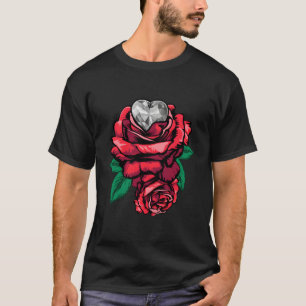 Camiseta Rosa Roja Con Un Rosa De Jardín De Diamantes