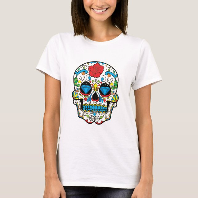 Camiseta Rosa Roja De Azúcar Floral Retro (Anverso)