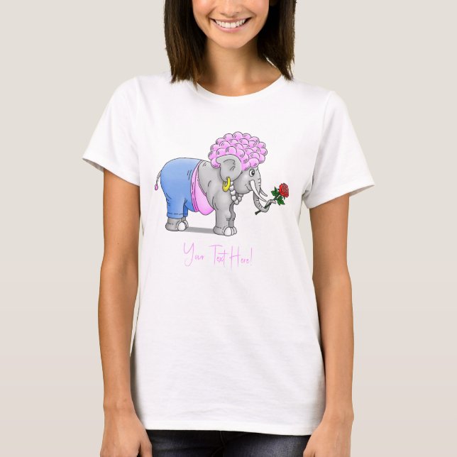 Camiseta Rosa roja de elefante para el Día de San Valentín (Anverso)