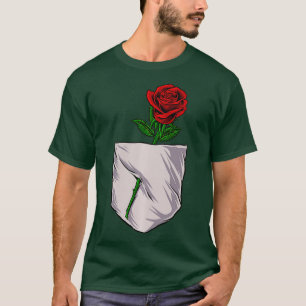 Camiseta Rosa roja en tu bolsillo delantero regalos a mujer