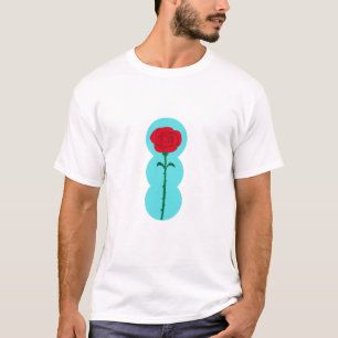 Camiseta Rosa Roja minimalista - Diseño floral romántico