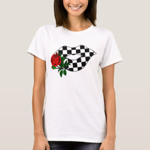Camiseta Rosa rojo del beso a cuadros de los labios
