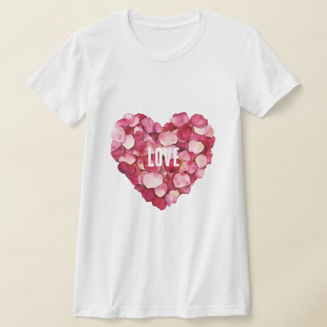 Camiseta Rosa Rojo Pétalos de rosa Rojo Amor floral (Distribución)