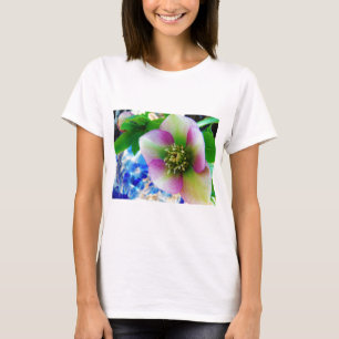 Camiseta Rosa rosa de Cuaresma bola de vidrio azul