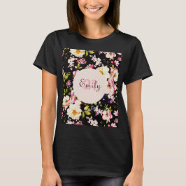 Camiseta Rosa rosa y amarillo color de agua en negro, cumpl