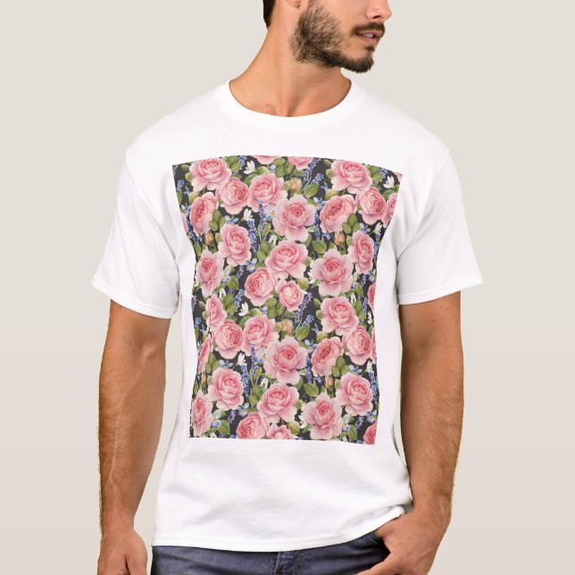 Camiseta Rosa rosado inglés: color de agua oscuro (Anverso)