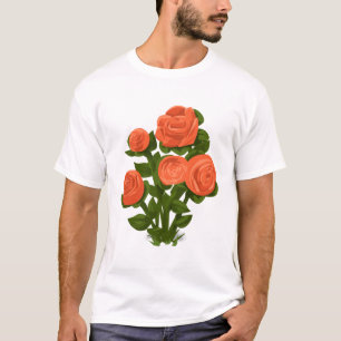Camiseta Rosa Rosas Bush Naranja Flores Rosa Garden Floral.
