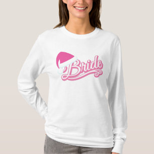 Camiseta rosa Santa Hat Bride Long Sleeve