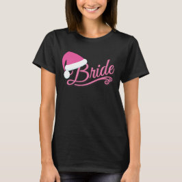 Camiseta rosa Santa Hat Bride negro