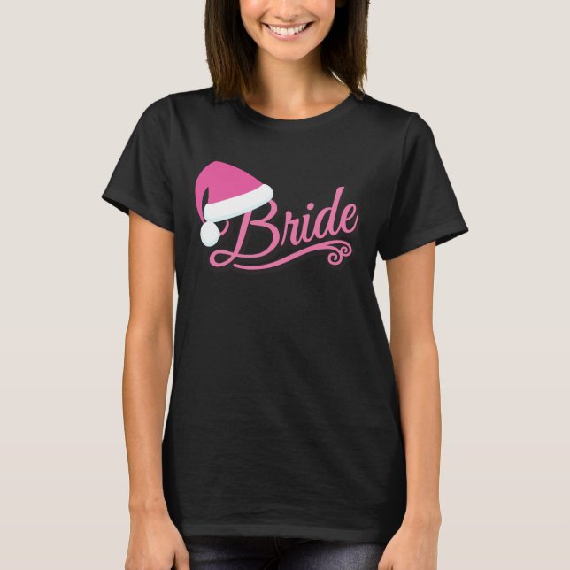 Camiseta rosa Santa Hat Bride negro (Anverso)