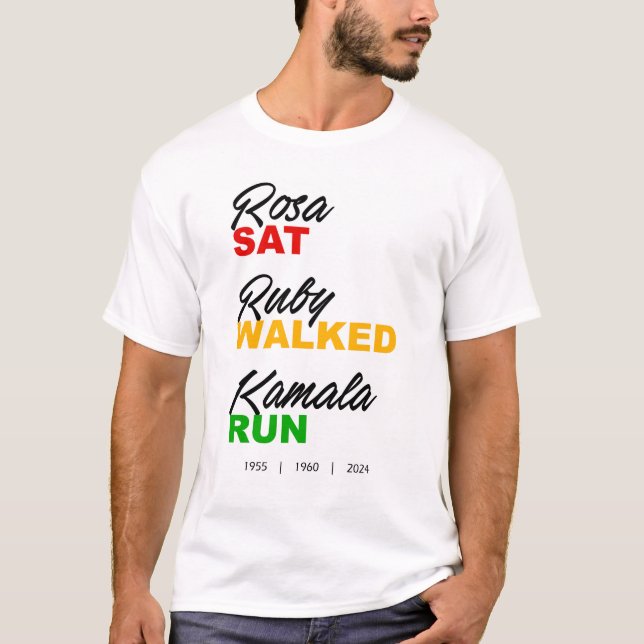 Camiseta Rosa Sat Ruby Caminó Kamala Run Text (Anverso)