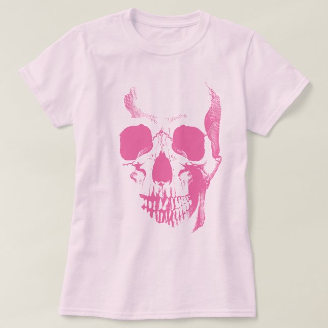 Camiseta rosa Skull Face (Diseño del anverso)