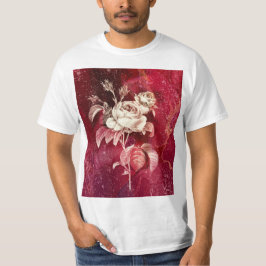 Camiseta Rosa sobre fondo texturizado rojo