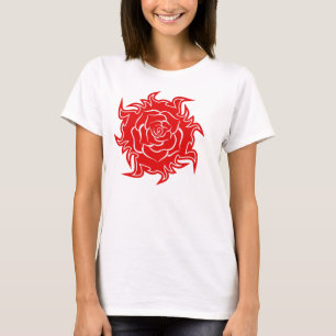 Camiseta Rosa tribal en la cima del tanque rojo y blanco