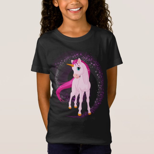 Camiseta rosa unicornio - Regalo de cumpleaños per (Anverso)