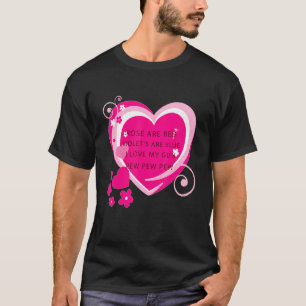 Camiseta Rosa violeta roja es azul me encanta mi corazón de