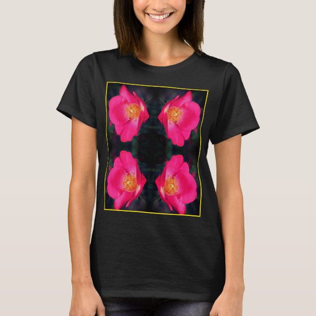 Camiseta Rosa Vivid Rosa Abstract Floral (Anverso)