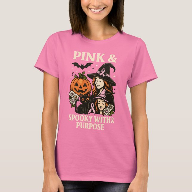 Camiseta Rosa y Spooky con Propósito - Halloween (Anverso)