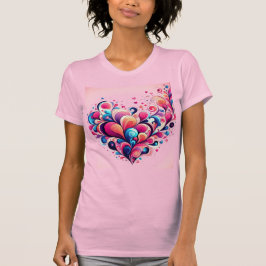Camiseta rosada con corazones.
