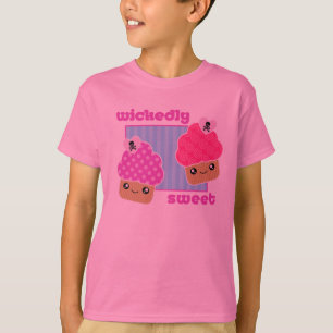 Camiseta rosada de las magdalenas travieso dulces