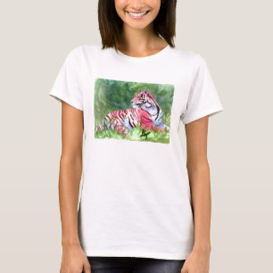 Camiseta rosada de las señoras del tigre