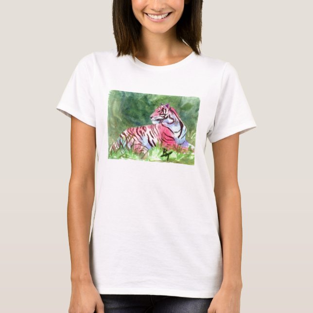 Camiseta rosada de las señoras del tigre (Anverso)