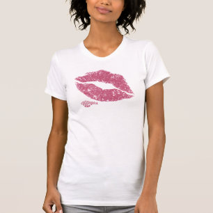 Camiseta rosada de los labios de las señoras