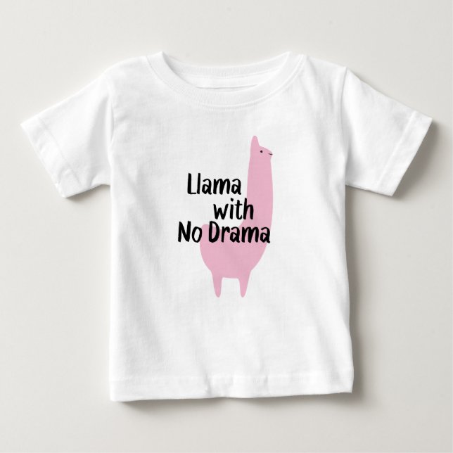 Camiseta rosada del bebé de la llama (Anverso)