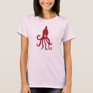 Camiseta rosada del calamar de las mujeres