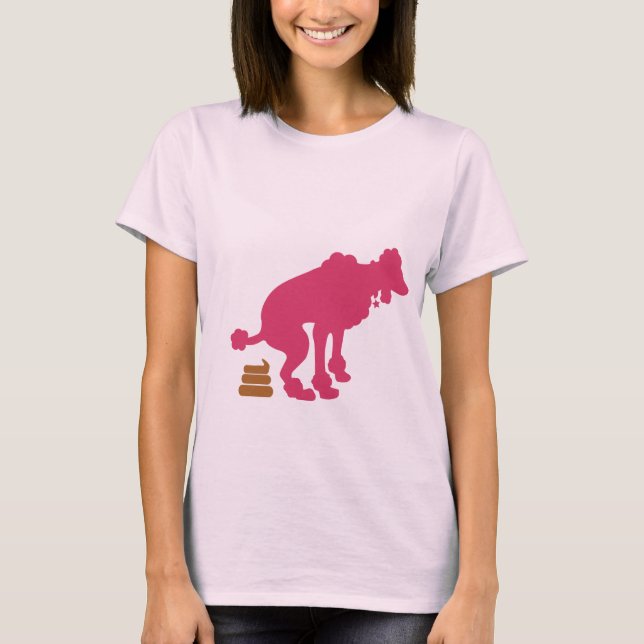 Camiseta rosada del caniche de Poopin (Anverso)