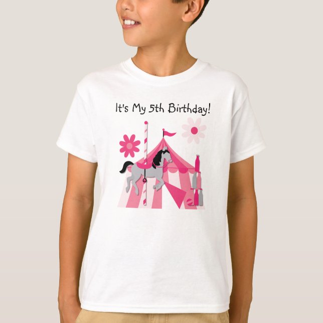 Camiseta rosada del cumpleaños del caballo del (Anverso)