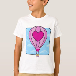Camiseta rosada del globo del aire caliente del