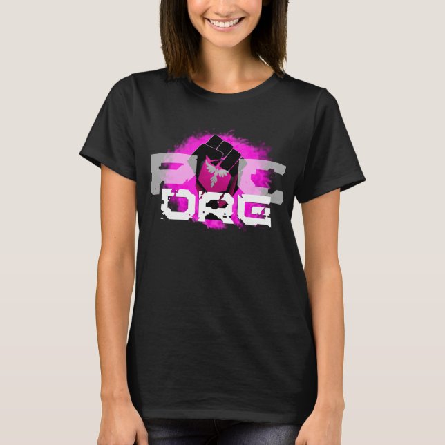 Camiseta rosada del logotipo: Mujeres negras (Anverso)