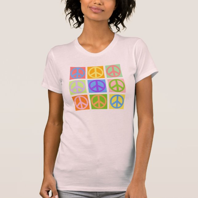 Camiseta rosada del signo de la paz - MÁS colorea (Anverso)