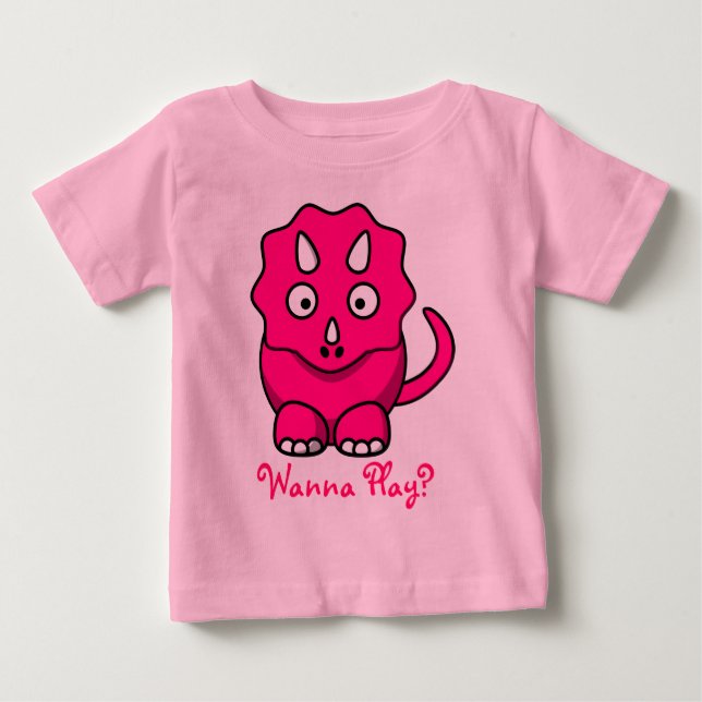 Camiseta rosada del Triceratops del bebé (Anverso)