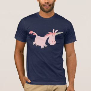 Camiseta rosada del unicornio del dibujo animado