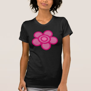 Camiseta rosada enrrollada del negro de la flor