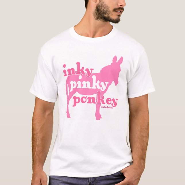 Camiseta rosada manchada de tinta de Ponkey (Anverso)