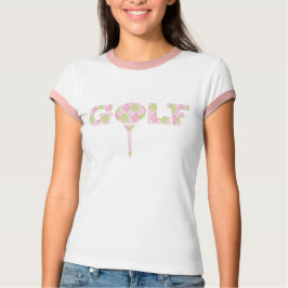 Camiseta rosada modelada argyle del tee de golf