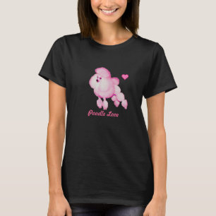 Camiseta rosada retra del amor del caniche