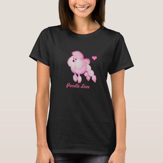 Camiseta rosada retra del amor del caniche (Anverso)