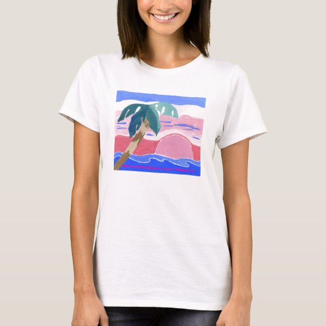 Camiseta rosada tropical de la salida del sol (Anverso)