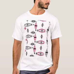 Camiseta rosada y gris atómica del modelo