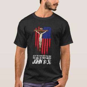 Camiseta Rosario Crucifijo Jesús Bandera Patriótica America