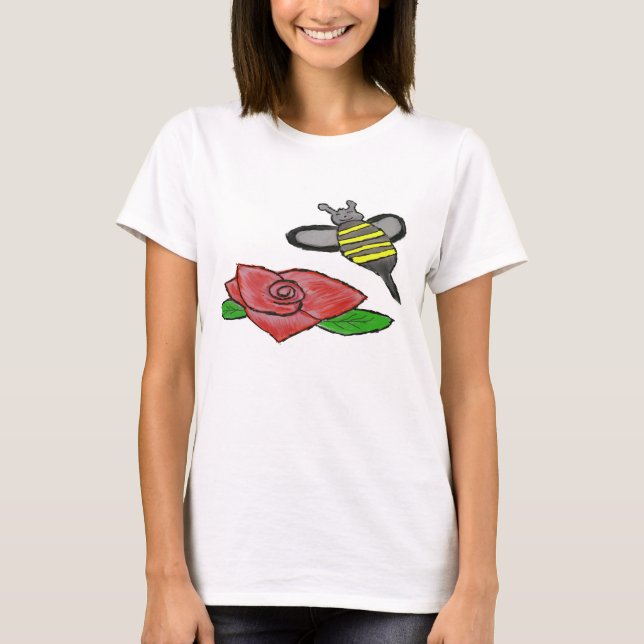 Camiseta Rosas Abeja negra amarilla (Anverso)