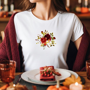 Camiseta Rosas acuarela rojas y burgundy